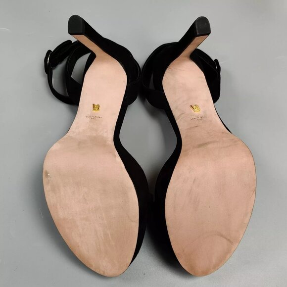 $395 VERONICA BEARD Darcelle Ankle Strap Stiletto Sandals Heels Black Suede 9 - Picture 15 of 16